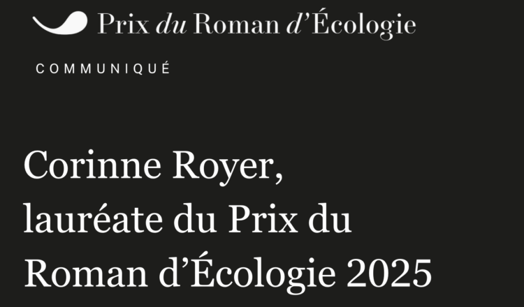Corinne Royer,  lauréate du Prix du  Roman d’Écologie 2025